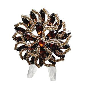 Spectacular Vintage Rhinestone Blingy Pinwheel Brooch (A1353)